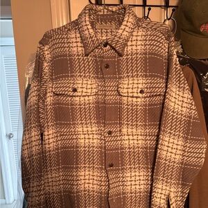 Outerknown Brown and White Patterned Shirt